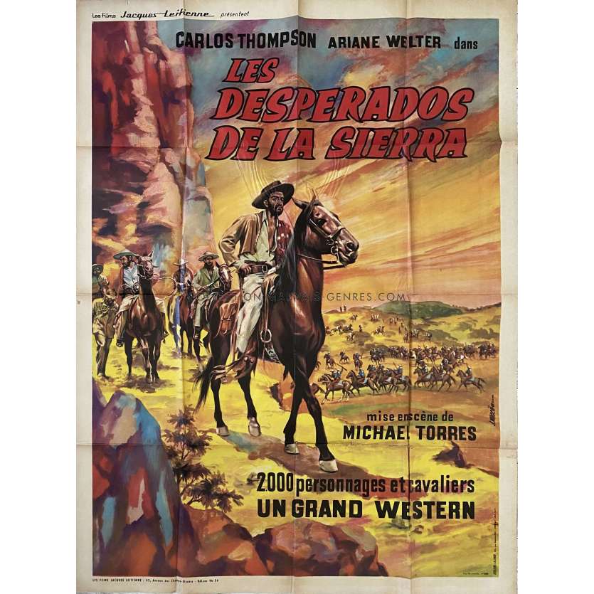 THE LAST REBEL French Movie Poster- 47x63 in. - 1958 - Miguel Contreras Torres, Carlos Thompson