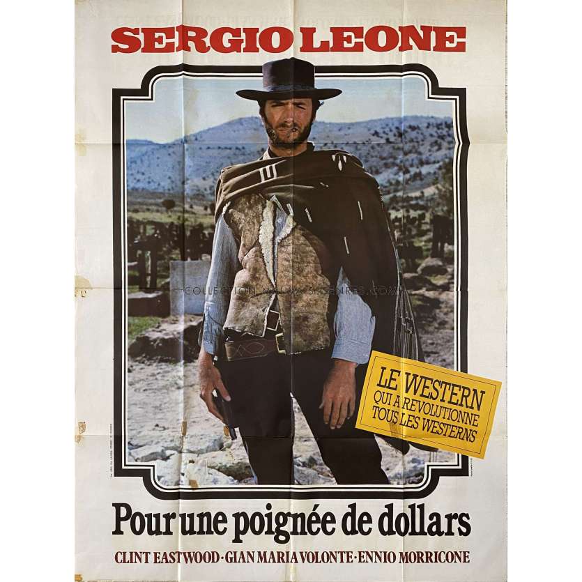 POUR UNE POIGNEE DE DOLLARS Affiche de cinéma- 120x160 cm. - 1964/R1980 - Clint Eastwood, Sergio Leone