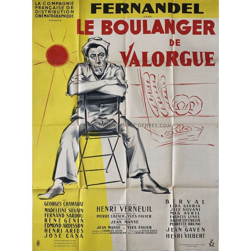 LE BOULANGER DE VALORGUE Affiche de cinéma- 120x160 cm. - 1953 - Fernandel, Henri Verneuil