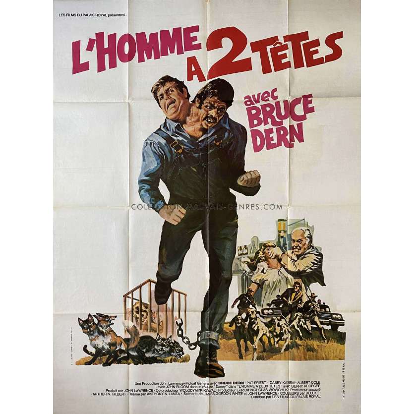 THE INCREDIBLE 2-HEADED TRANSPLANT French Movie Poster- 47x63 in. - 1971 - Anthony M. Lanza, Bruce Dern