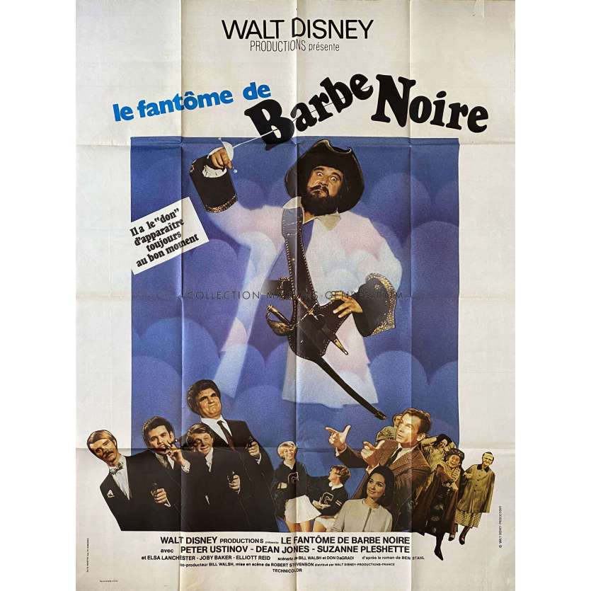 LE FANTOME DE BARBE NOIRE Affiche de cinéma- 120x160 cm. - 1968 - Peter Ustinov, Walt Disney