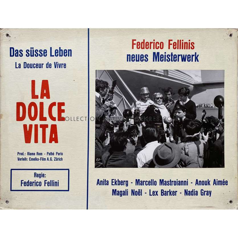 LA DOLCE VITA Swiss Lobby Card N08 - 14x18 in. - 1960 - Federico Fellini, Mastroianni