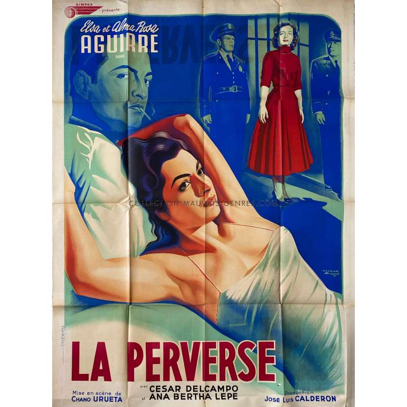 LA PERVERSA French Movie Poster- 47x63 in. - 1954 - Chano Urueta, Elsa Aguirre