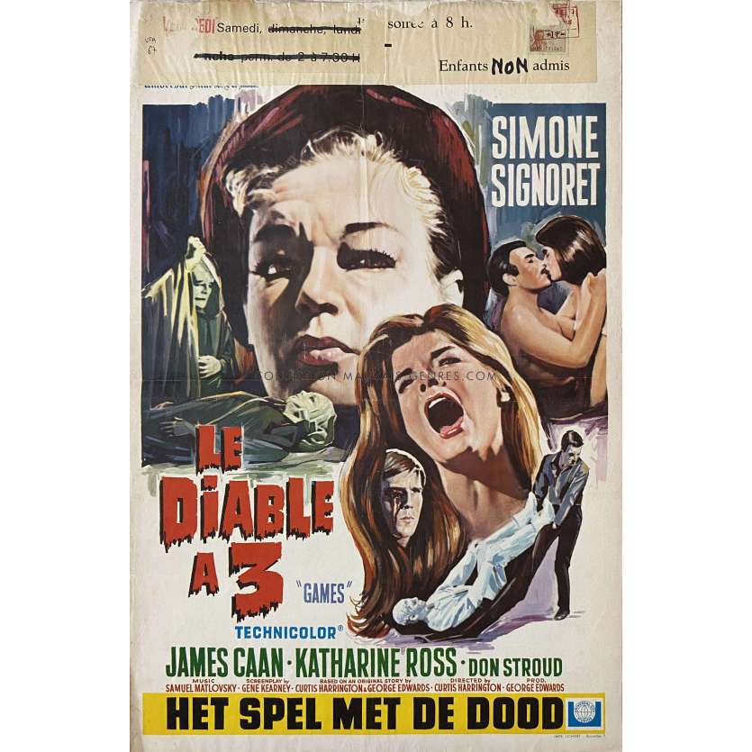 GAMES Belgian Movie Poster- 14x21 in. - 1967 - Curtis Harrington, Simone Signoret