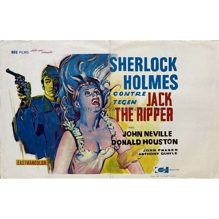 SHERLOCK HOLMES CONTRE JACK L'EVENTREUR Affiche de cinéma- 35x55 cm. - 1965 - John Neville, James Hill