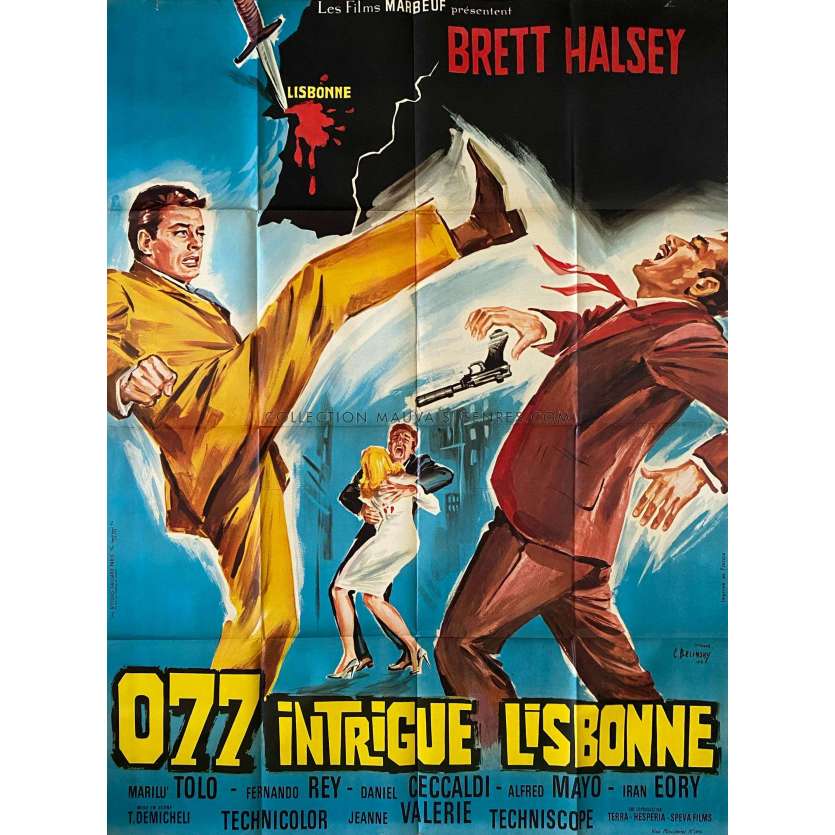077 INTRIGUE A LISBONNE Affiche de cinéma- 120x160 cm. - 1965 - Brett Halsey, Federico Aicardi