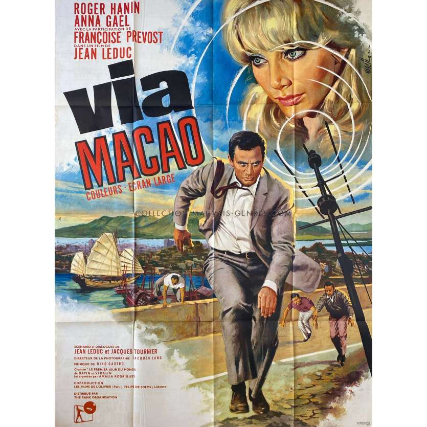 VIA MACAU French Movie Poster- 47x63 in. - 1966 - Jean Leduc, Anna Gaël