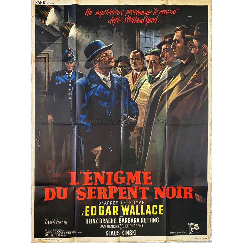 DER ZINKER French Movie Poster- 47x63 in. - 1963 - Alfred Vohrer, Heinz Drache