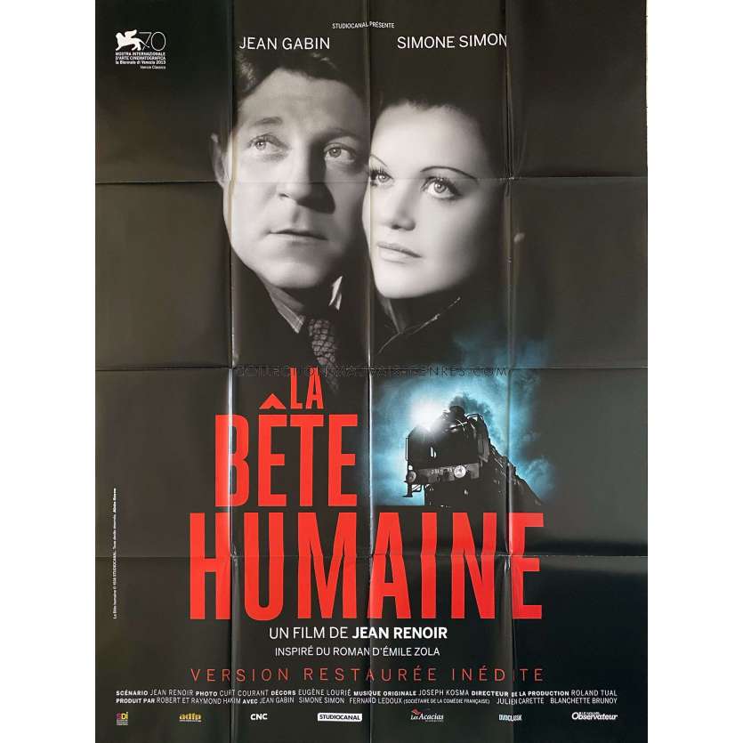 LA BETE HUMAINE French Movie Poster- 47x63 in. - 1938 - Jean Renoir, Jean Gabin