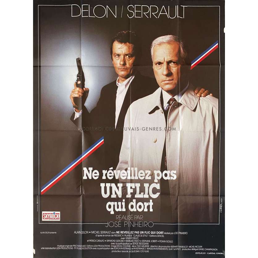 NE REVEILLEZ PAS UN FLIC QUI DORT Affiche de cinéma- 120x160 cm. - 1988 - Alain Delon, José Pinheiro