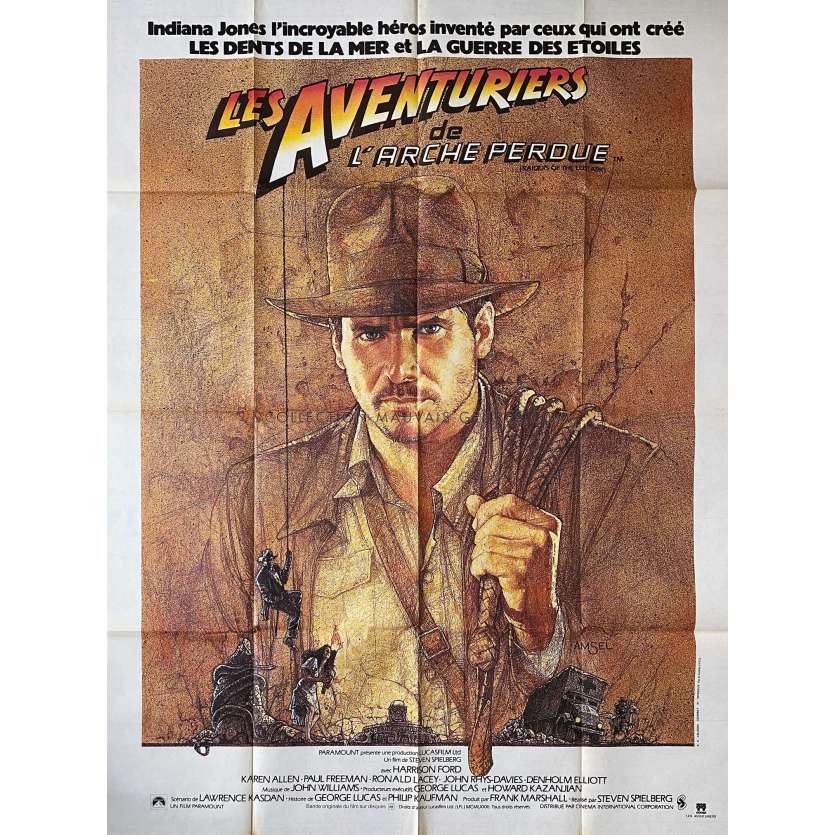 RAIDERS OF THE LOST ARK French Movie Poster- 47x63 in. - 1981 - Steven Spielberg, Harrison Ford