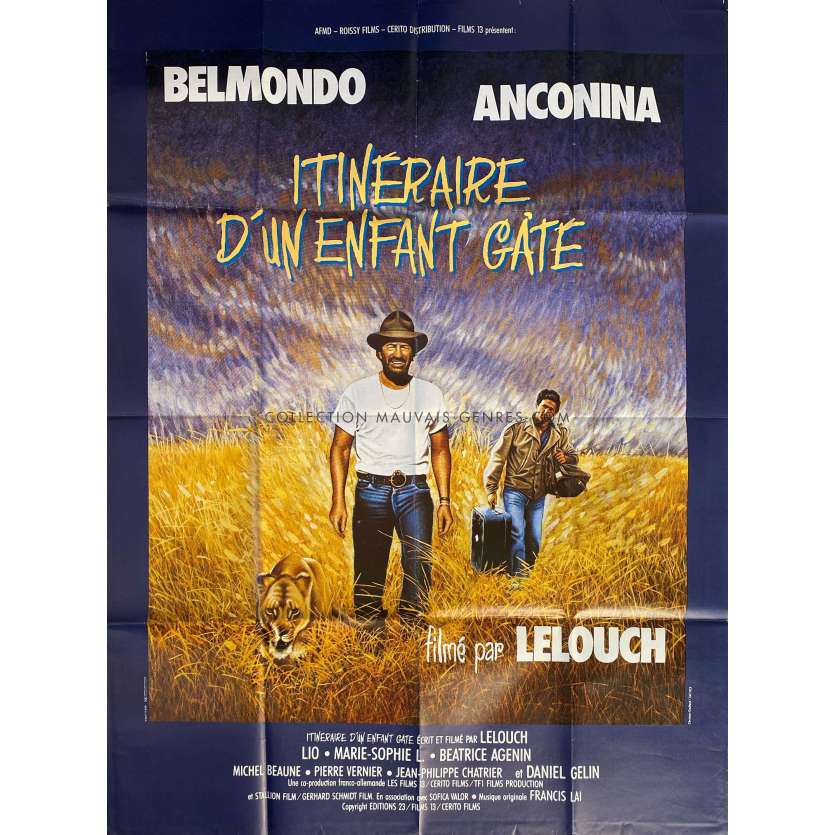 ITINERAIRE D'UN ENFANT GATE Affiche de film- 120x160 cm. - 1988 - Claude Lelouch, Jean-Paul Belmondo