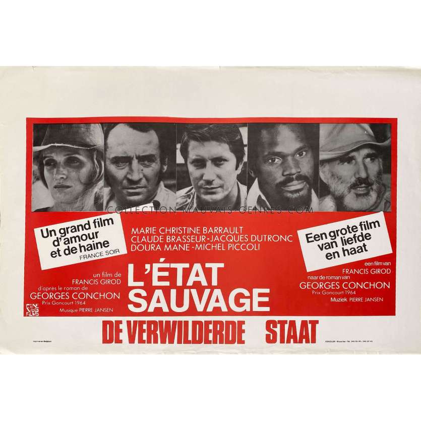 SAVAGE STATE Belgian Movie Poster- 14x21 in. - 1978 - Francis Girod, Michel Piccoli