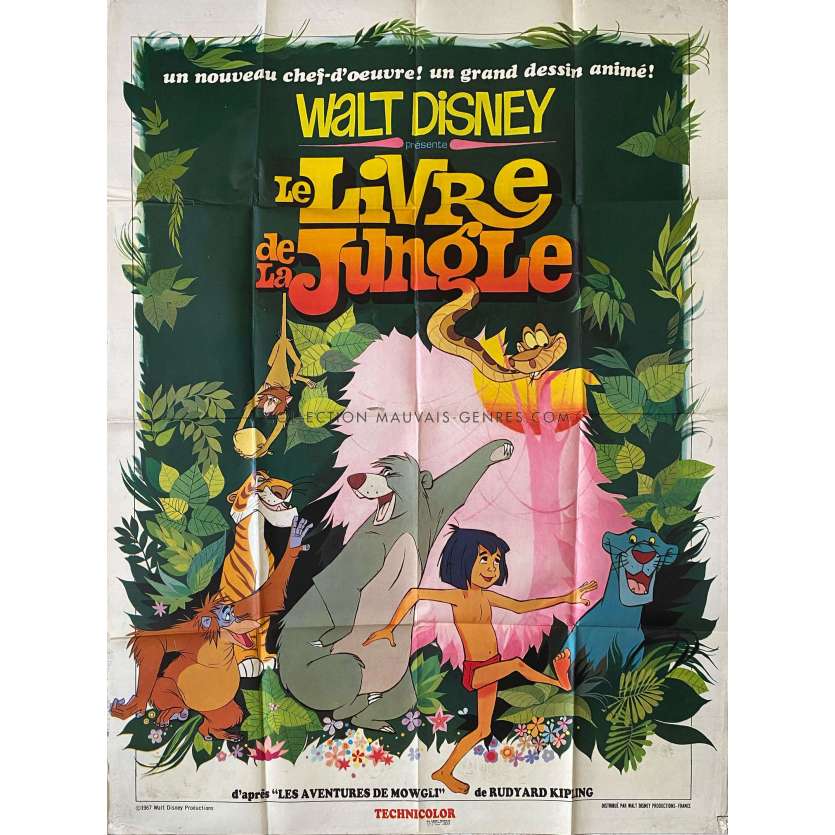 LE LIVRE DE LA JUNGLE Affiche de film 1ere sortie. - 120x160 cm. - 1967 - Walt Disney, Louis Prima