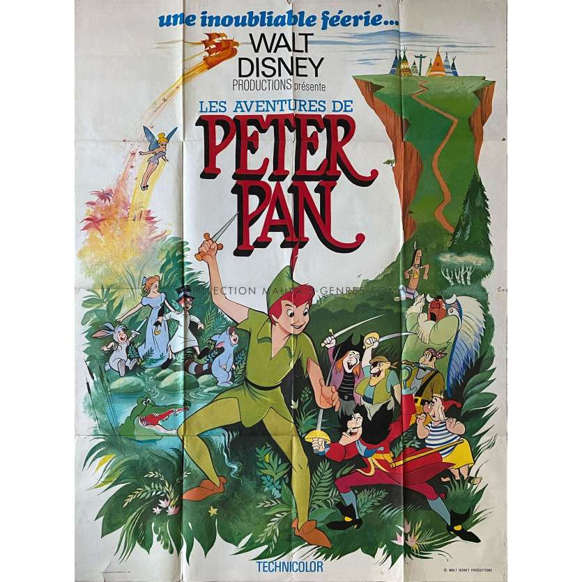 PETER PAN French Movie Poster- 47x63 in. - 1953/R1970 - Walt Disney, Bobby Driscoll