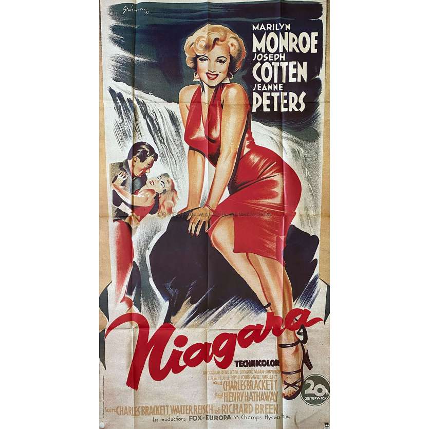 NIAGARA French Movie Poster- 32x63 in. - 1953/R1970 - Henry Hathaway, Marilyn Monroe