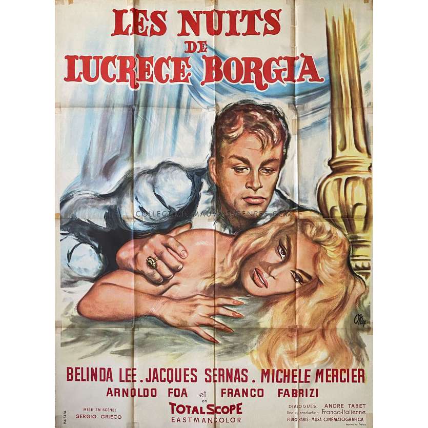 THE NIGHTS OF LUCRECE BORGIA French Movie Poster- 47x63 in. - 1959 - Sergio Greco, Belinda Lee