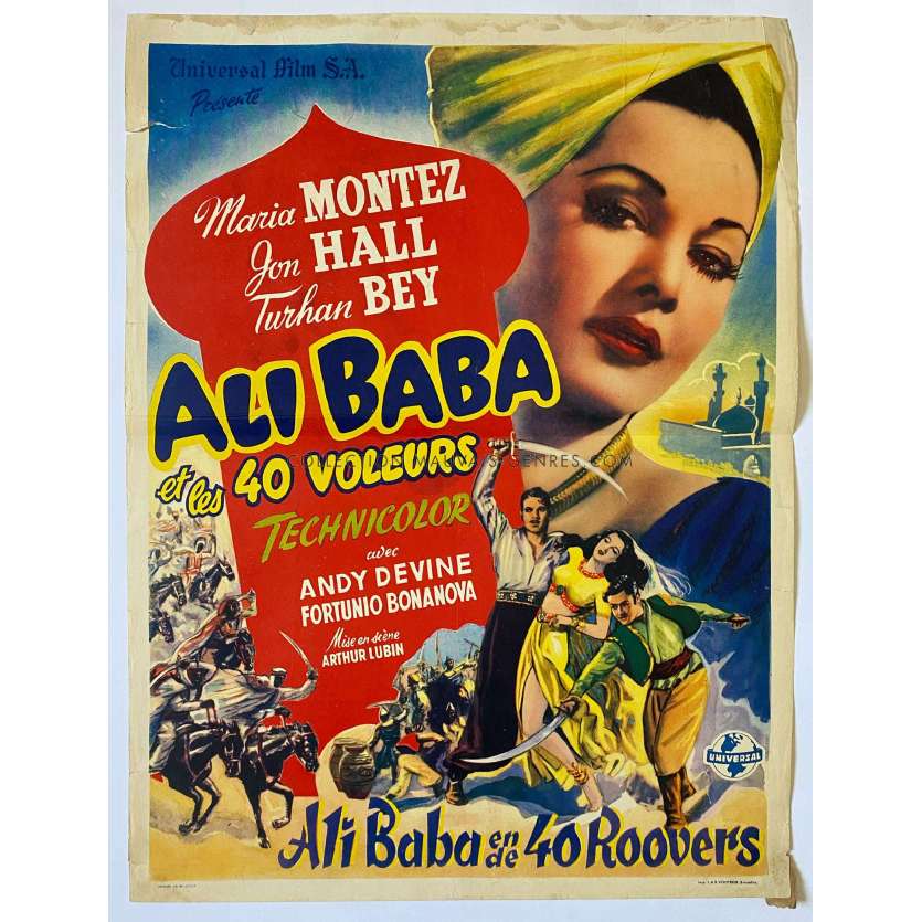 ALI BABA ET LES 40 VOLEURS Affiche de cinéma- 35x55 cm. - 1943 - Arthur Lubin, Maria Montez