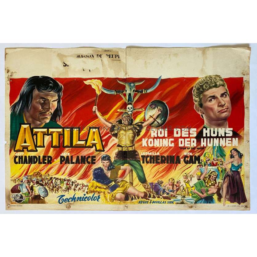 ATTILA Belgian Movie Poster- 14x21 in. - 1954 - Pietro Francisci, Anthony Quinn