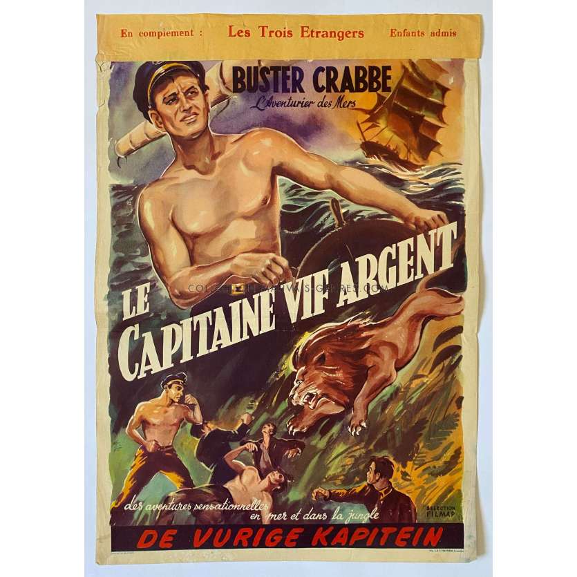 THE SEA HOUND Belgian Movie Poster- 14x21 in. - 1947 - W.B. Eason, Buster Crabbe