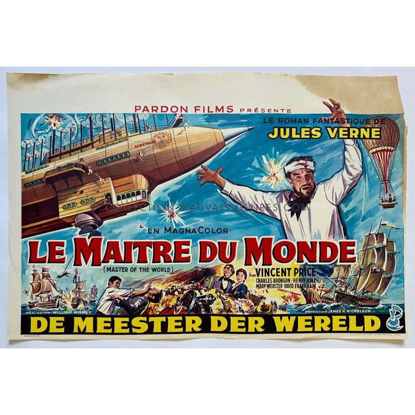 MASTER OF THE WORLD Belgian Movie Poster- 14x21 in. - 1961 - William Witney, Vincent Price