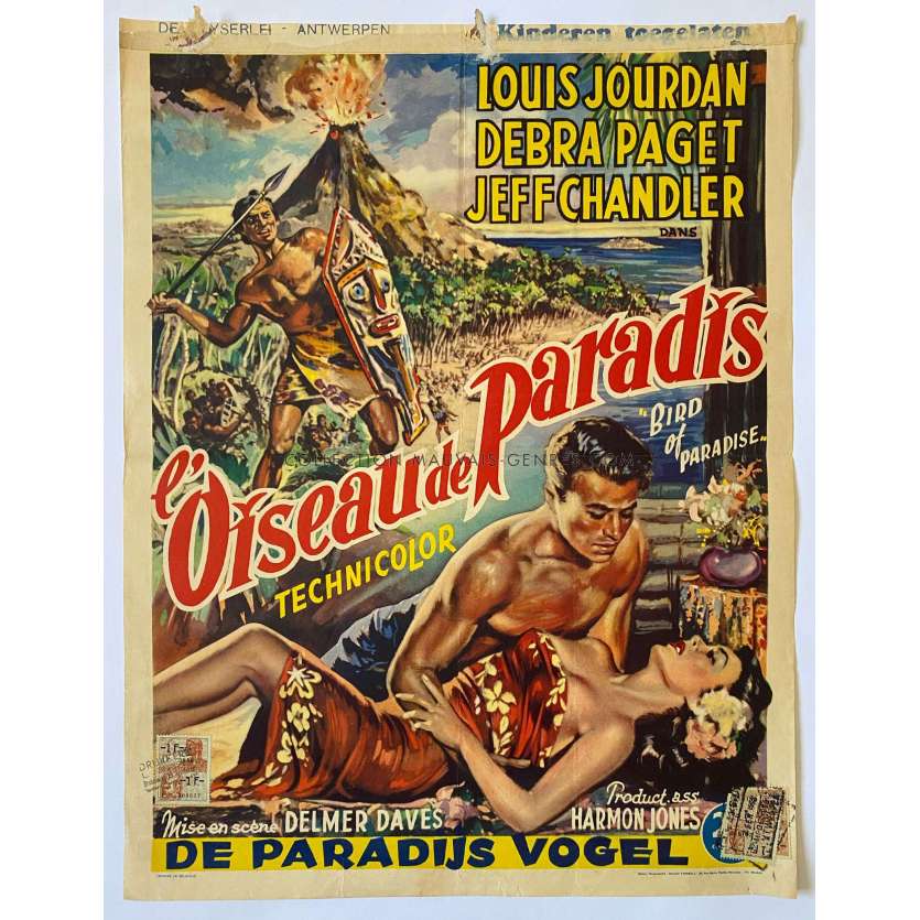 BIRD OF PARADISE Belgian Movie Poster- 14x21 in. - 1951 - Delmer Daves, Debra Paget