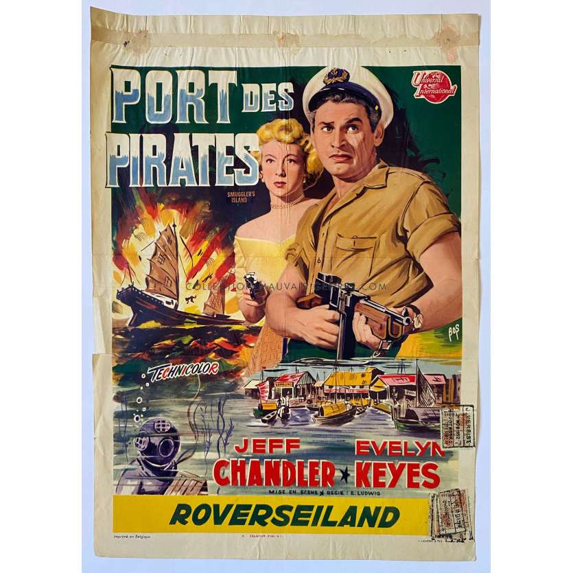 SMUGGLER'S ISLAND Belgian Movie Poster- 14x21 in. - 1951 - Edward Ludwig, Jeff Chandler