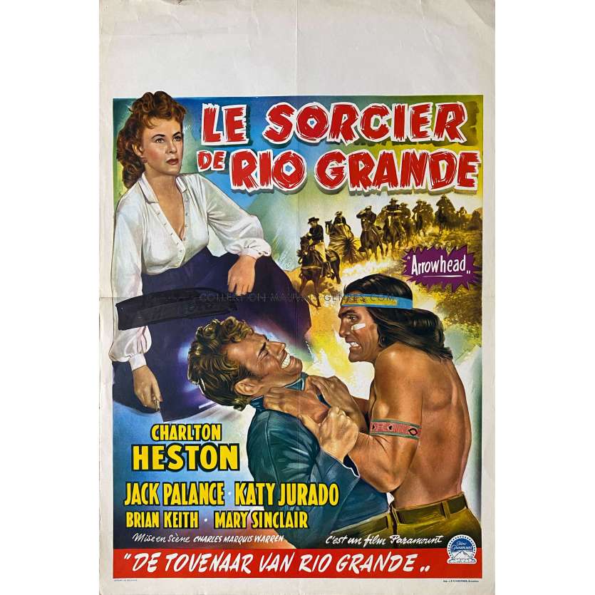 LE SORCIER DE RIO GRANDE Affiche de film- 35x55 cm. - 1953 - Charles Marquis Warren, Charlton Heston