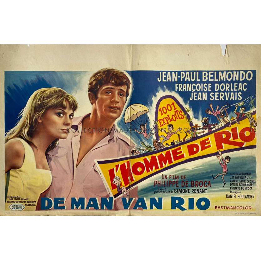 THE MAN FROM RIO Belgian Movie Poster- 14x21 in. - 1964 - Philippe de Broca, Jean-Paul Belmondo