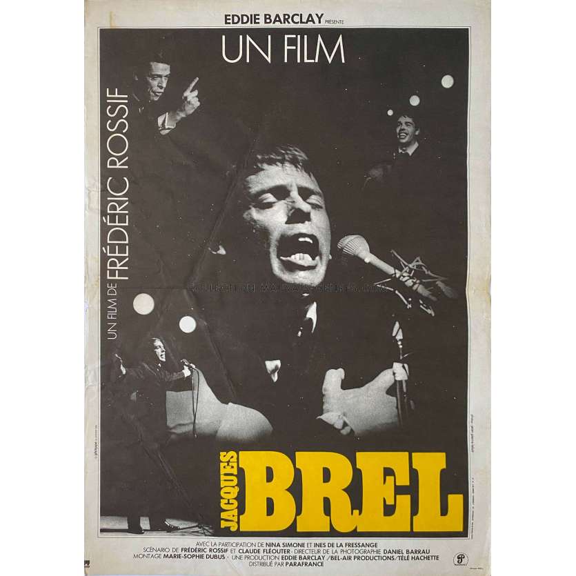 JACQUES BREL Affiche de film- 40x54 cm. - 1982 - Frédéric Rossif, Jacques Brel