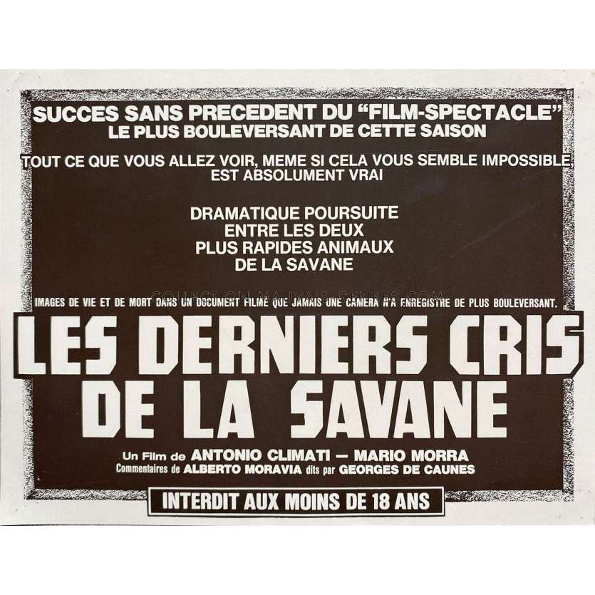 LES DERNIERS CRIS DE LA SAVANE Synopsis 2p - 24x30 cm. - 1975 - Antonio Climati, Giuseppe Rinaldi