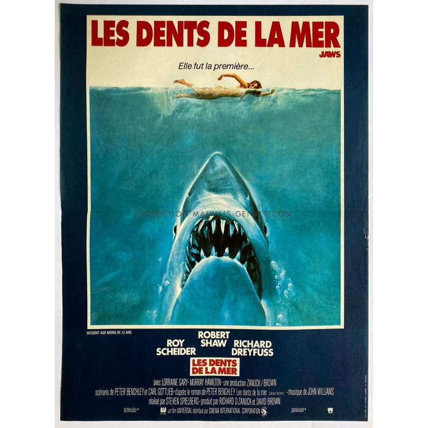 LES DENTS DE LA MER Affiche de film- 40x54 cm. - 1975 - Steven Spielberg, Roy Sheider