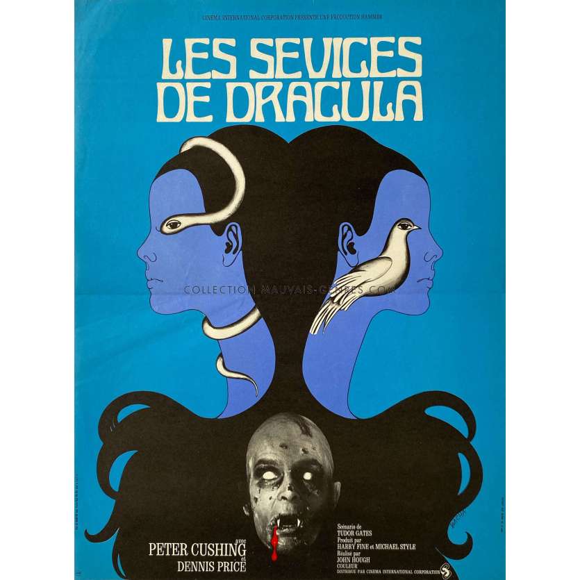 TWINS OF EVIL French Movie Poster- 15x21 in. - 1971 - John Hough, Peter Cushing