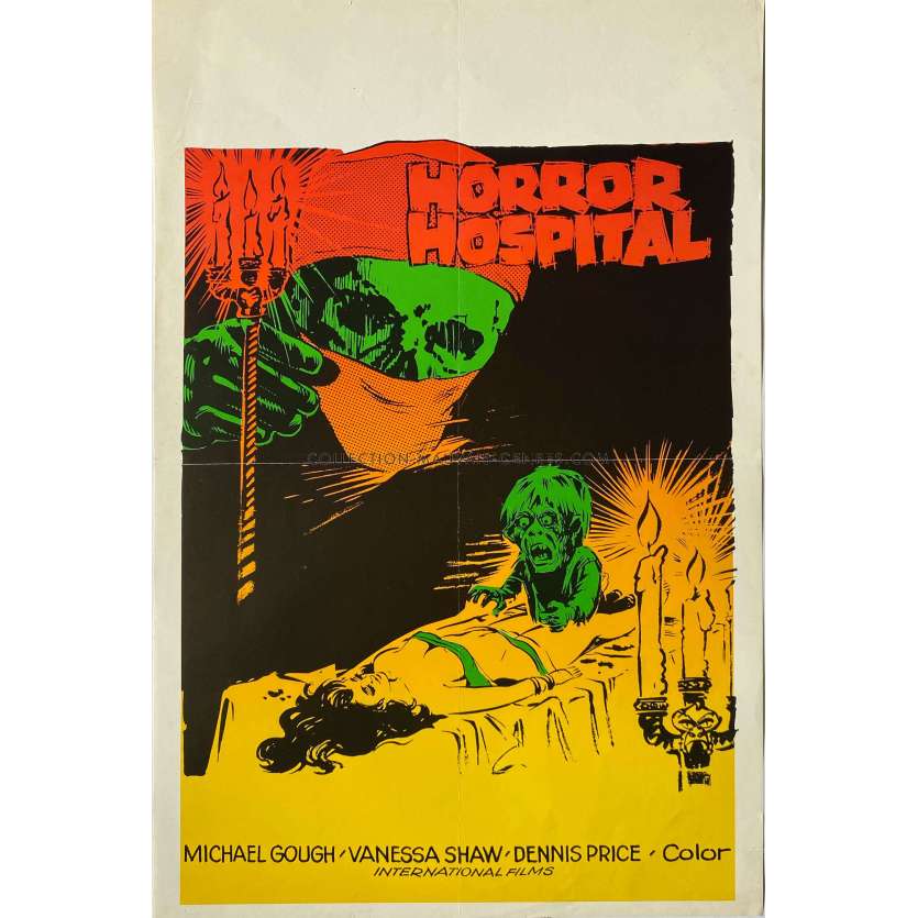 HORROR HOSPITAL Belgian Movie Poster- 14x21 in. - 1973 - Antony Balch, Michael Gough