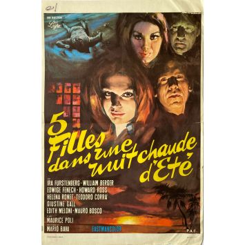 5 FILLES DANS UNE NUIT CHAUDE D'ETE Affiche de film- 40x60 cm. - 1970 - Mario Bava, Edwige Fenech