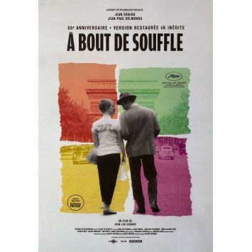 A BOUT DE SOUFFLE Affiche de film- 40x54 cm. - 1960/R2020 - Jean-Luc Godart, Jean-Paul Belmondo