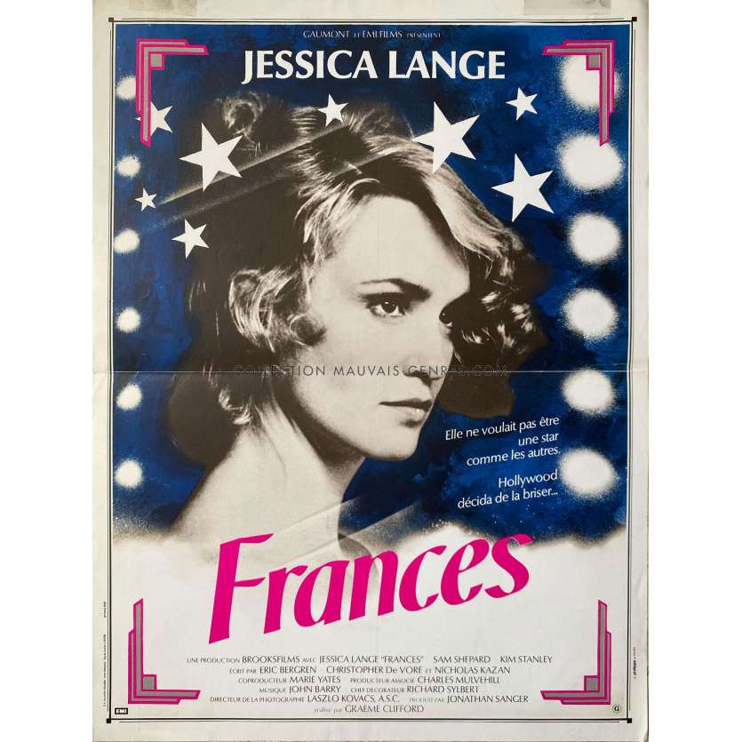 FRANCES French Movie Poster- 15x21 in. - 1982 - Graeme Clifford, Jessica Lange