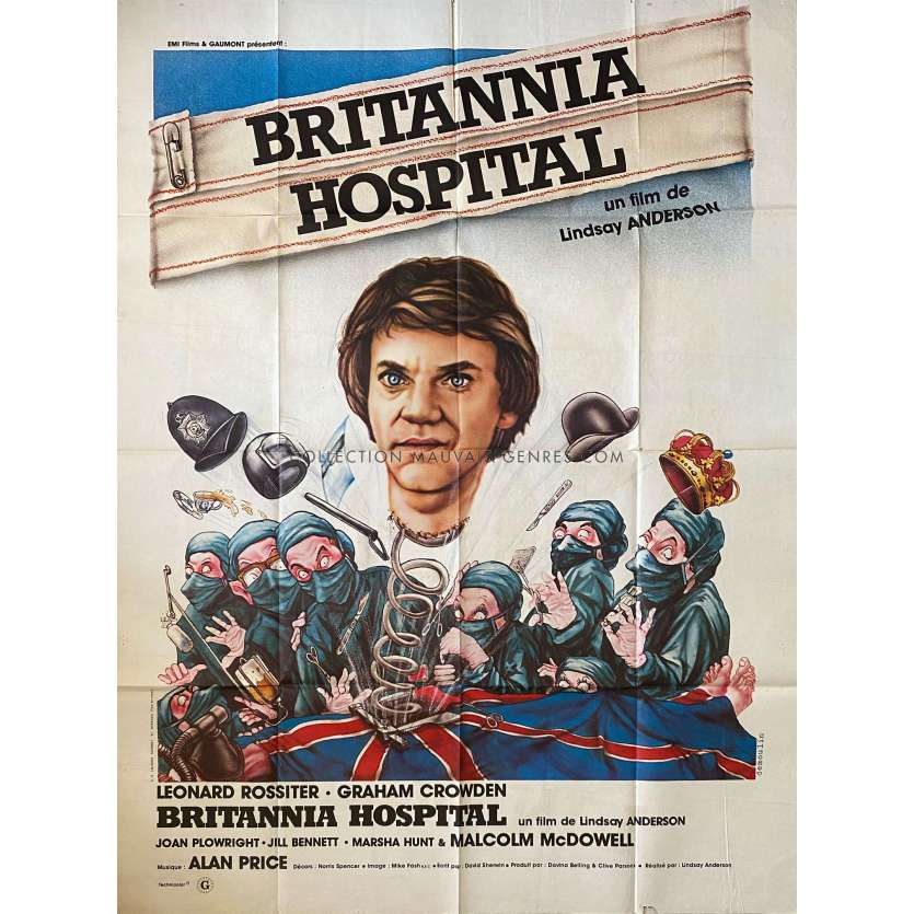 BRITANNIA HOSPITAL French Movie Poster- 47x63 in. - 1982 - Lindsay Anderson, Malcolm McDowell