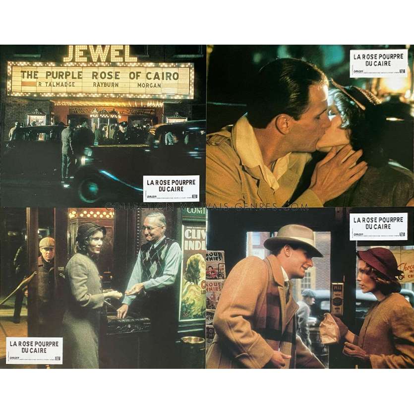 THE PURPLE ROSE OF CAIRO French Lobby Cards x4 - 9x12 in. - 1985 - Woody Allen, Mia Farrow