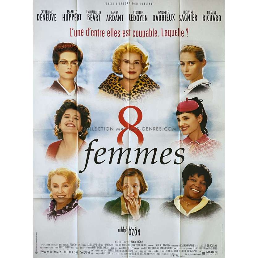 8 WOMEN French Movie Poster- 47x63 in. - 2002 - FranCois Ozon, Fanny Ardant