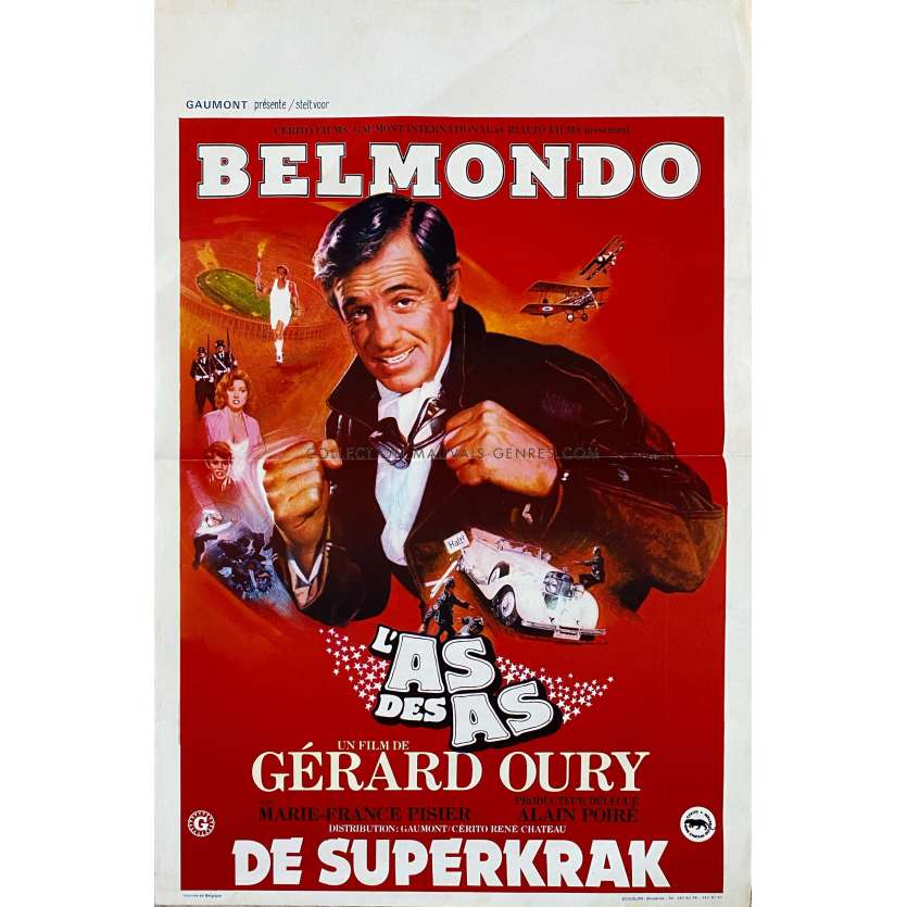 ACE OF ACES Belgian Movie Poster- 14x21 in. - 1982 - Gerard Oury, Jean-Paul Belmondo