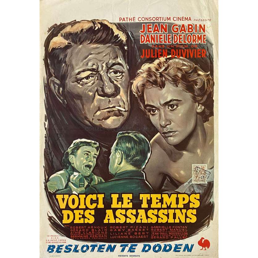 DEADLIER THAN THE MALE Belgian Movie Poster- 14x21 in. - 1956 - Julien Duvivier, Jean Gabin