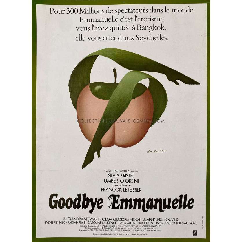 GOODBYE EMMANUELLE Autocollant- 26x36 cm. - 1977 - FranCois Leterrier, Sylvia Kristel
