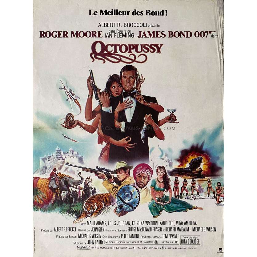OCTOPUSSY French Movie Poster- 15x21 in. - 1983 - James Bond, Roger Moore