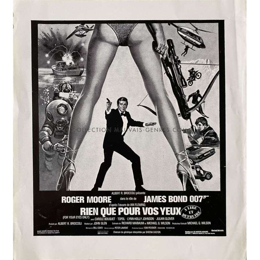 FOR YOUR EYES ONLY French Supplement 4p - 9x12 in. - 1981 - John Glen, Roger Moore
