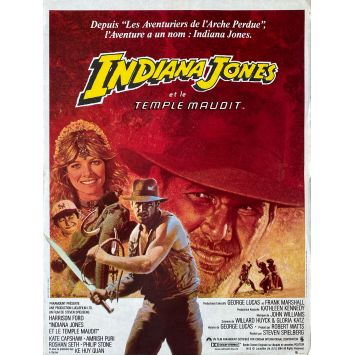 INDIANA JONES AND THE TEMPLE OF DOOM French Movie Poster- 15x21 in. - 1984 - Steven Spielberg, Harrison Ford