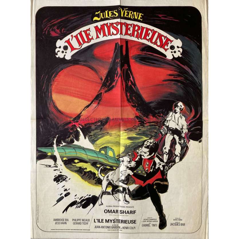 THE MYSTERIOUS ISLAND French Movie Poster- 23x32 in. - 1973 - Juan Antonio Bardem, Omar Sharif