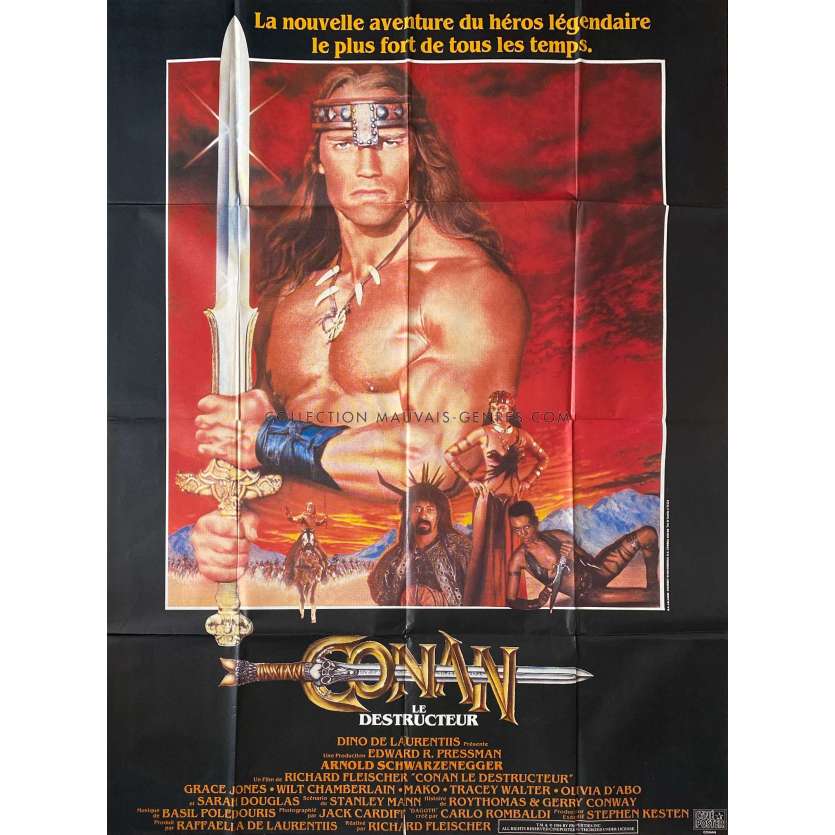 CONAN THE DESTROYER French Movie Poster Cineposter. - 47x63 in. - 1984 - Richard Fleisher, Arnold Schwarzenegger