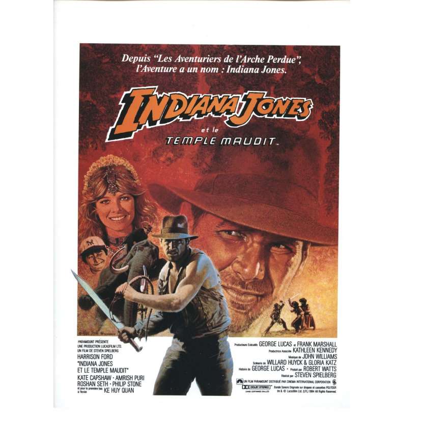 INDIANA JONES AND THE TEMPLE OF DOOM Rare Original French Flyer '84 Steven Spielberg 