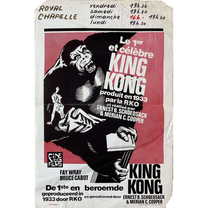 KING KONG Belgian Movie Poster- 14x21 in. - 1933/R1970 - Merian C. Cooper, Fay Wray